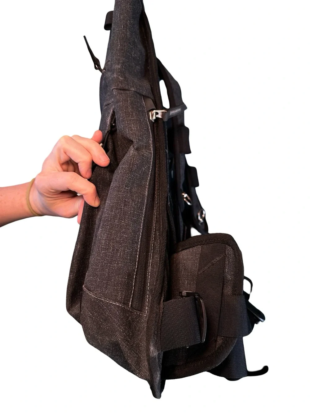Velomacchi Speedway 28L Roll Top Motorcycle Backpack Waterproof Charcoal Gray